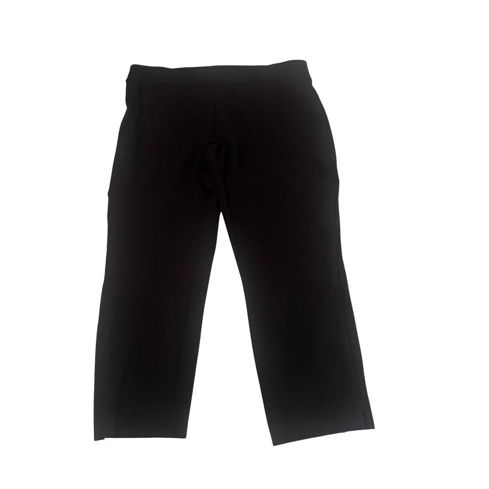 Express Black Ponte Knit Cropped Pull On Pants Womens XXL Stretch Slit Hem